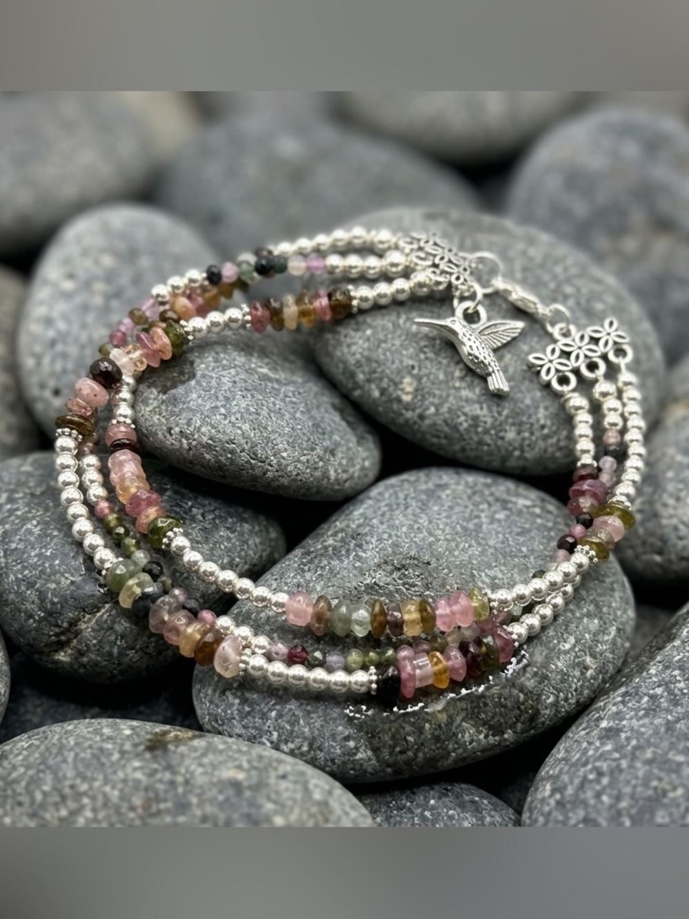 Tourmaline Beaded Triple Strand Bracelet